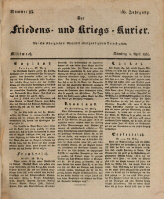 Der Friedens- u. Kriegs-Kurier (Nürnberger Friedens- und Kriegs-Kurier) Mittwoch 3. April 1839