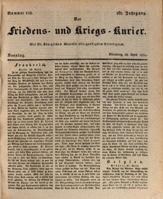 Der Friedens- u. Kriegs-Kurier (Nürnberger Friedens- und Kriegs-Kurier) Sonntag 28. April 1839