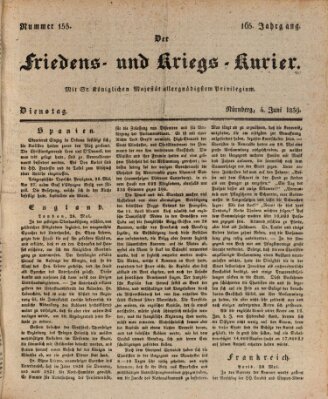 Der Friedens- u. Kriegs-Kurier (Nürnberger Friedens- und Kriegs-Kurier) Dienstag 4. Juni 1839