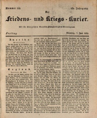 Der Friedens- u. Kriegs-Kurier (Nürnberger Friedens- und Kriegs-Kurier) Freitag 7. Juni 1839