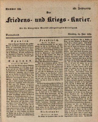 Der Friedens- u. Kriegs-Kurier (Nürnberger Friedens- und Kriegs-Kurier) Samstag 29. Juni 1839