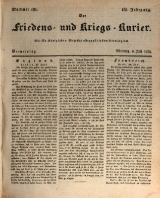 Der Friedens- u. Kriegs-Kurier (Nürnberger Friedens- und Kriegs-Kurier) Donnerstag 4. Juli 1839