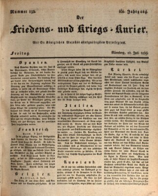 Der Friedens- u. Kriegs-Kurier (Nürnberger Friedens- und Kriegs-Kurier) Freitag 12. Juli 1839