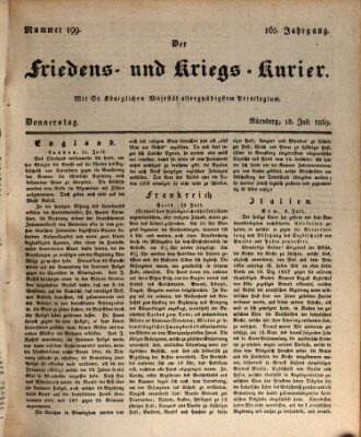 Der Friedens- u. Kriegs-Kurier (Nürnberger Friedens- und Kriegs-Kurier) Donnerstag 18. Juli 1839