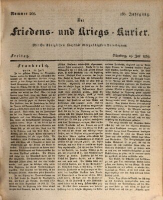 Der Friedens- u. Kriegs-Kurier (Nürnberger Friedens- und Kriegs-Kurier) Freitag 19. Juli 1839