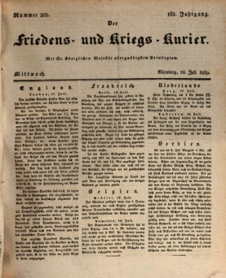 Der Friedens- u. Kriegs-Kurier (Nürnberger Friedens- und Kriegs-Kurier) Mittwoch 24. Juli 1839