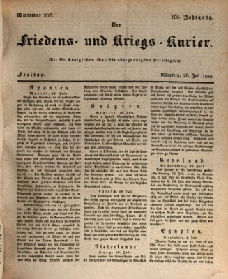 Der Friedens- u. Kriegs-Kurier (Nürnberger Friedens- und Kriegs-Kurier) Freitag 26. Juli 1839