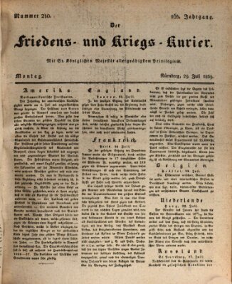 Der Friedens- u. Kriegs-Kurier (Nürnberger Friedens- und Kriegs-Kurier) Montag 29. Juli 1839