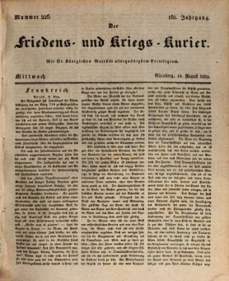 Der Friedens- u. Kriegs-Kurier (Nürnberger Friedens- und Kriegs-Kurier) Mittwoch 14. August 1839