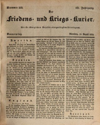 Der Friedens- u. Kriegs-Kurier (Nürnberger Friedens- und Kriegs-Kurier) Donnerstag 22. August 1839