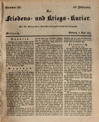 Der Friedens- u. Kriegs-Kurier (Nürnberger Friedens- und Kriegs-Kurier) Mittwoch 4. September 1839