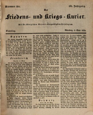 Der Friedens- u. Kriegs-Kurier (Nürnberger Friedens- und Kriegs-Kurier) Sonntag 8. September 1839