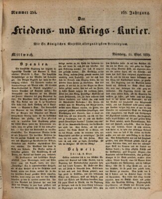 Der Friedens- u. Kriegs-Kurier (Nürnberger Friedens- und Kriegs-Kurier) Mittwoch 11. September 1839