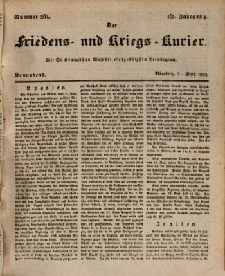 Der Friedens- u. Kriegs-Kurier (Nürnberger Friedens- und Kriegs-Kurier) Samstag 21. September 1839