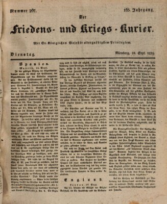 Der Friedens- u. Kriegs-Kurier (Nürnberger Friedens- und Kriegs-Kurier) Dienstag 24. September 1839