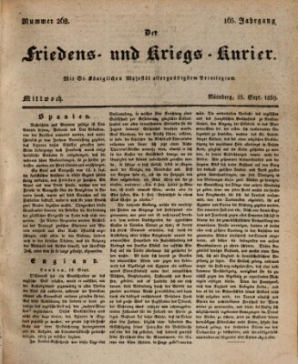 Der Friedens- u. Kriegs-Kurier (Nürnberger Friedens- und Kriegs-Kurier) Mittwoch 25. September 1839