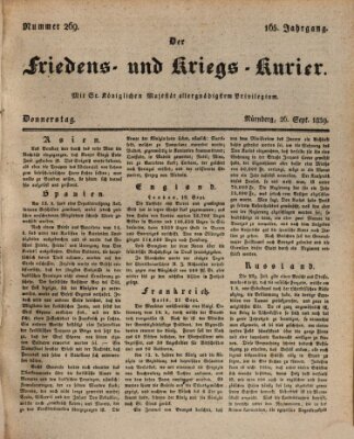 Der Friedens- u. Kriegs-Kurier (Nürnberger Friedens- und Kriegs-Kurier) Donnerstag 26. September 1839