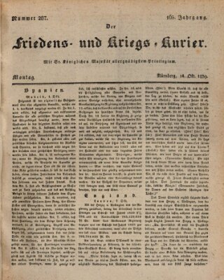 Der Friedens- u. Kriegs-Kurier (Nürnberger Friedens- und Kriegs-Kurier) Montag 14. Oktober 1839