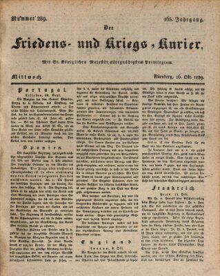 Der Friedens- u. Kriegs-Kurier (Nürnberger Friedens- und Kriegs-Kurier) Mittwoch 16. Oktober 1839