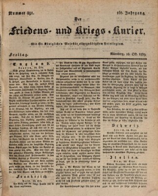 Der Friedens- u. Kriegs-Kurier (Nürnberger Friedens- und Kriegs-Kurier) Freitag 18. Oktober 1839