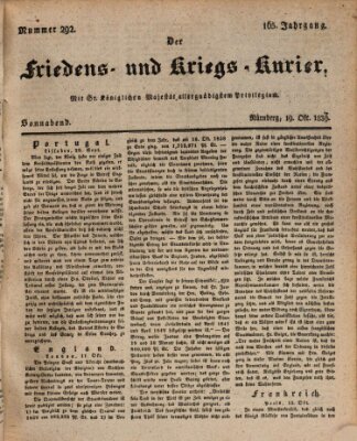 Der Friedens- u. Kriegs-Kurier (Nürnberger Friedens- und Kriegs-Kurier) Samstag 19. Oktober 1839