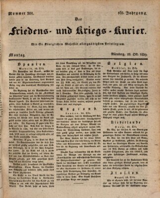 Der Friedens- u. Kriegs-Kurier (Nürnberger Friedens- und Kriegs-Kurier) Montag 28. Oktober 1839