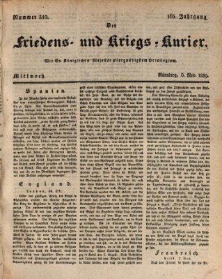 Der Friedens- u. Kriegs-Kurier (Nürnberger Friedens- und Kriegs-Kurier) Mittwoch 6. November 1839