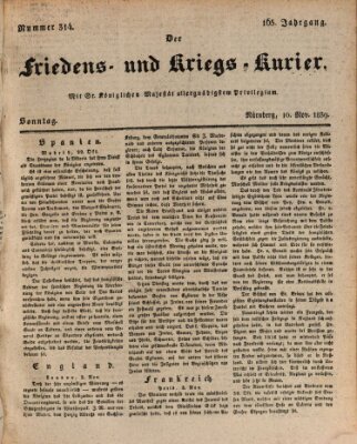 Der Friedens- u. Kriegs-Kurier (Nürnberger Friedens- und Kriegs-Kurier) Sonntag 10. November 1839