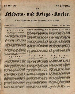 Der Friedens- u. Kriegs-Kurier (Nürnberger Friedens- und Kriegs-Kurier) Donnerstag 14. November 1839