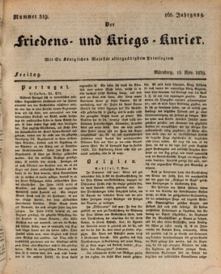 Der Friedens- u. Kriegs-Kurier (Nürnberger Friedens- und Kriegs-Kurier) Freitag 15. November 1839