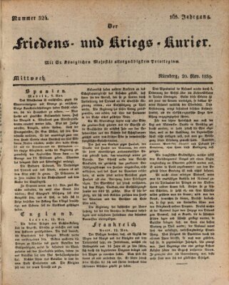 Der Friedens- u. Kriegs-Kurier (Nürnberger Friedens- und Kriegs-Kurier) Mittwoch 20. November 1839