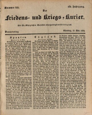 Der Friedens- u. Kriegs-Kurier (Nürnberger Friedens- und Kriegs-Kurier) Donnerstag 21. November 1839