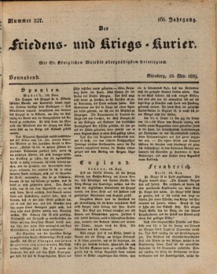 Der Friedens- u. Kriegs-Kurier (Nürnberger Friedens- und Kriegs-Kurier) Samstag 23. November 1839