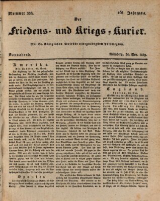 Der Friedens- u. Kriegs-Kurier (Nürnberger Friedens- und Kriegs-Kurier) Samstag 30. November 1839