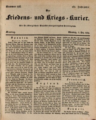 Der Friedens- u. Kriegs-Kurier (Nürnberger Friedens- und Kriegs-Kurier) Montag 2. Dezember 1839