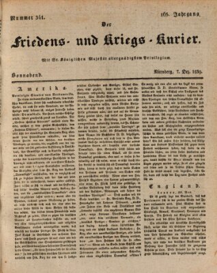 Der Friedens- u. Kriegs-Kurier (Nürnberger Friedens- und Kriegs-Kurier) Samstag 7. Dezember 1839