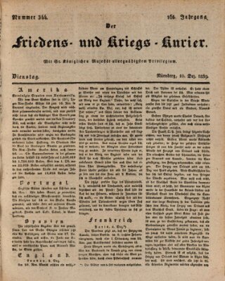 Der Friedens- u. Kriegs-Kurier (Nürnberger Friedens- und Kriegs-Kurier) Dienstag 10. Dezember 1839