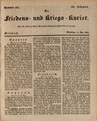 Der Friedens- u. Kriegs-Kurier (Nürnberger Friedens- und Kriegs-Kurier) Mittwoch 11. Dezember 1839