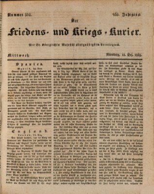 Der Friedens- u. Kriegs-Kurier (Nürnberger Friedens- und Kriegs-Kurier) Mittwoch 18. Dezember 1839