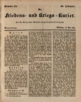 Der Friedens- u. Kriegs-Kurier (Nürnberger Friedens- und Kriegs-Kurier) Donnerstag 19. Dezember 1839