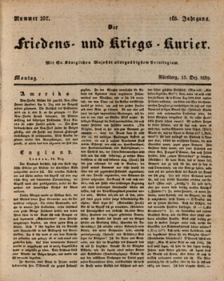 Der Friedens- u. Kriegs-Kurier (Nürnberger Friedens- und Kriegs-Kurier) Montag 23. Dezember 1839