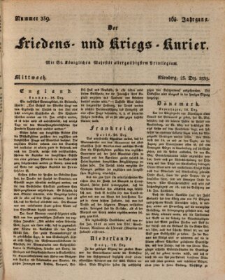 Der Friedens- u. Kriegs-Kurier (Nürnberger Friedens- und Kriegs-Kurier) Mittwoch 25. Dezember 1839