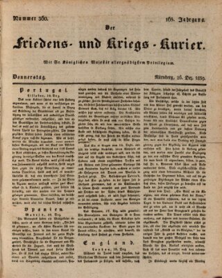 Der Friedens- u. Kriegs-Kurier (Nürnberger Friedens- und Kriegs-Kurier) Donnerstag 26. Dezember 1839