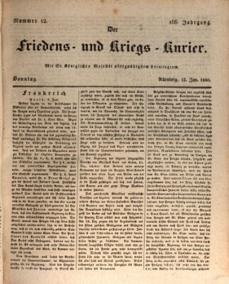 Der Friedens- u. Kriegs-Kurier (Nürnberger Friedens- und Kriegs-Kurier) Sonntag 12. Januar 1840