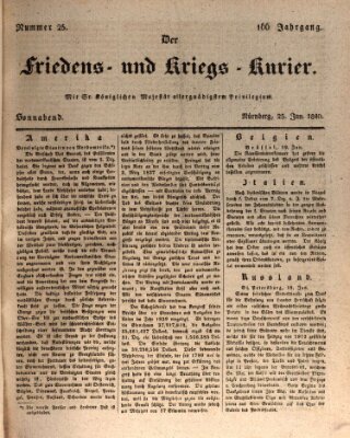 Der Friedens- u. Kriegs-Kurier (Nürnberger Friedens- und Kriegs-Kurier) Samstag 25. Januar 1840