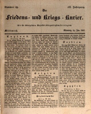 Der Friedens- u. Kriegs-Kurier (Nürnberger Friedens- und Kriegs-Kurier) Mittwoch 29. Januar 1840