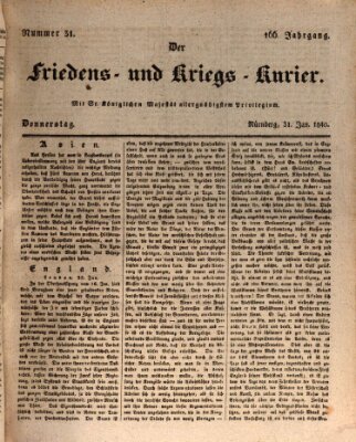 Der Friedens- u. Kriegs-Kurier (Nürnberger Friedens- und Kriegs-Kurier) Freitag 31. Januar 1840