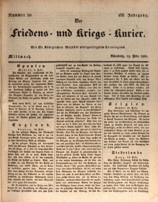 Der Friedens- u. Kriegs-Kurier (Nürnberger Friedens- und Kriegs-Kurier) Mittwoch 19. Februar 1840