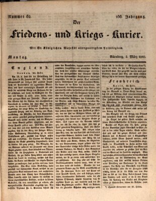 Der Friedens- u. Kriegs-Kurier (Nürnberger Friedens- und Kriegs-Kurier) Montag 2. März 1840