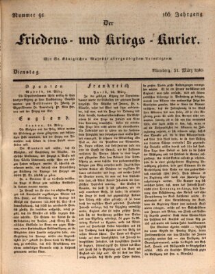 Der Friedens- u. Kriegs-Kurier (Nürnberger Friedens- und Kriegs-Kurier) Dienstag 31. März 1840